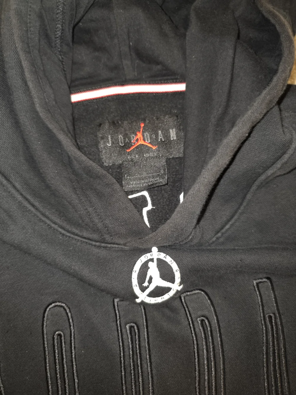 Nike Air Jordan 23 Olympics 84 Brooklyn Pullover Hoodie Black Red Mens L